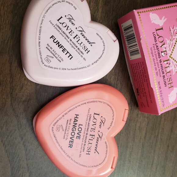 Too Faced Love Flush blush rare (lot of 2) Funfetti Love Hangover - Picture 3 of 3